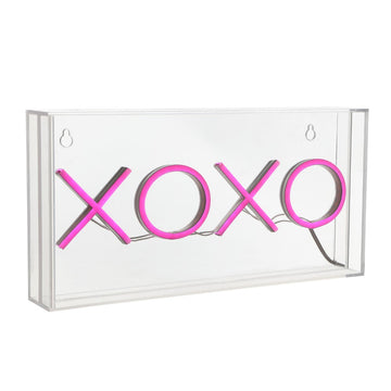 XOXO 11.75" Contemporary Glam Acrylic Box USB Operated LED Neon Light - JONATHAN Y